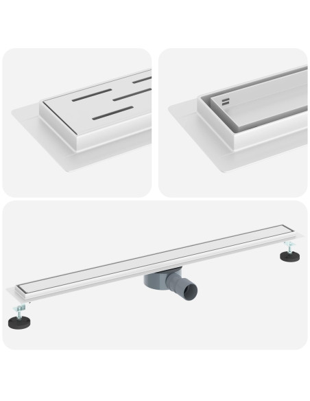 Scarico doccia 2-in-1 con sifone a 360° Argento 90 cm