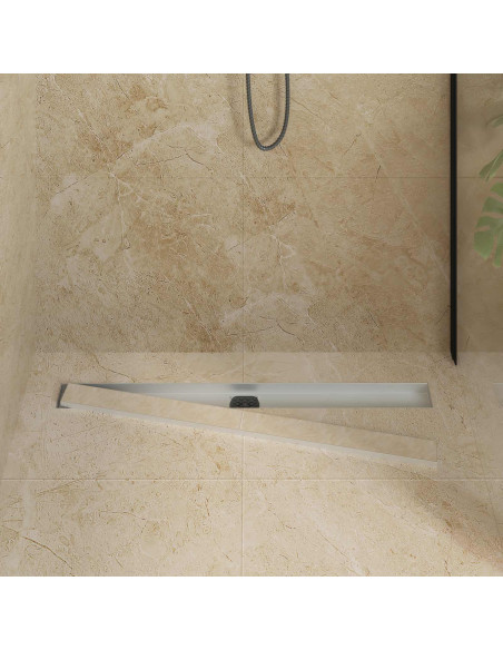 Scarico doccia 2-in-1 con sifone a 360° Argento 90 cm