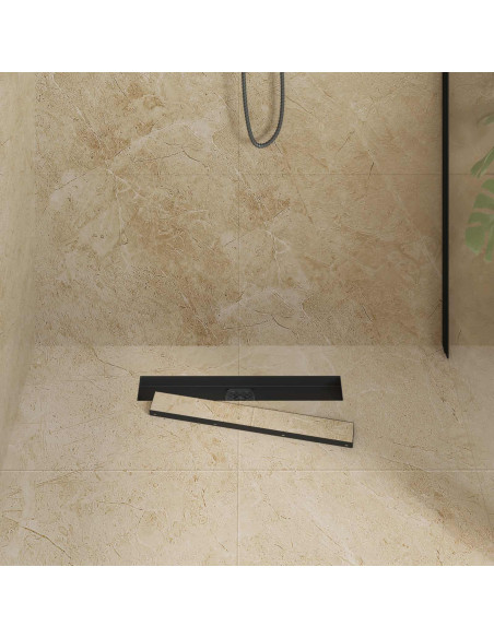 Scarico doccia 2-in-1 con sifone a 360° Nero 50 cm