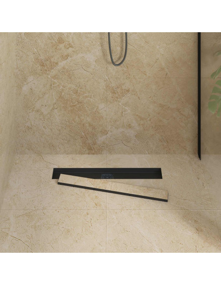 Scarico doccia 2-in-1 con sifone a 360° Nero 60 cm