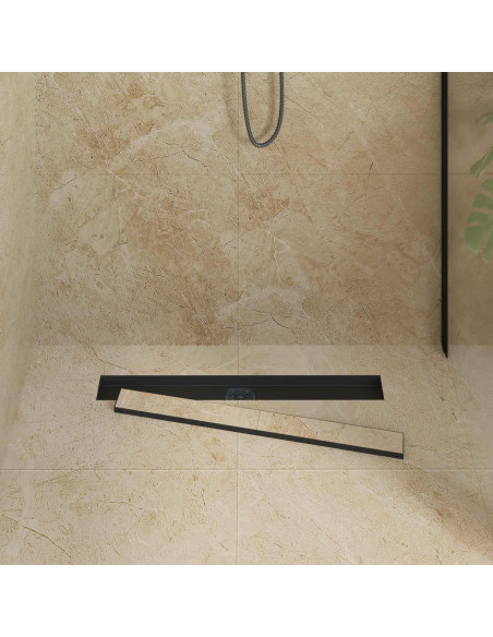 Scarico doccia 2-in-1 con sifone a 360° Nero 70 cm