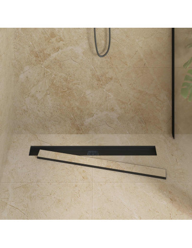 Scarico doccia 2-in-1 con sifone a 360° Nero 80 cm