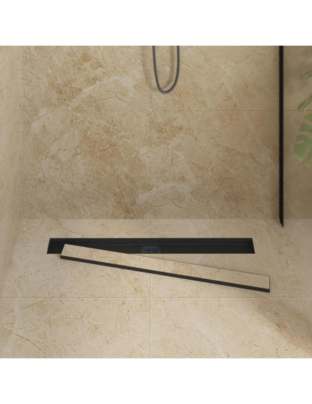 Scarico doccia 2-in-1 con sifone a 360° Nero 80 cm