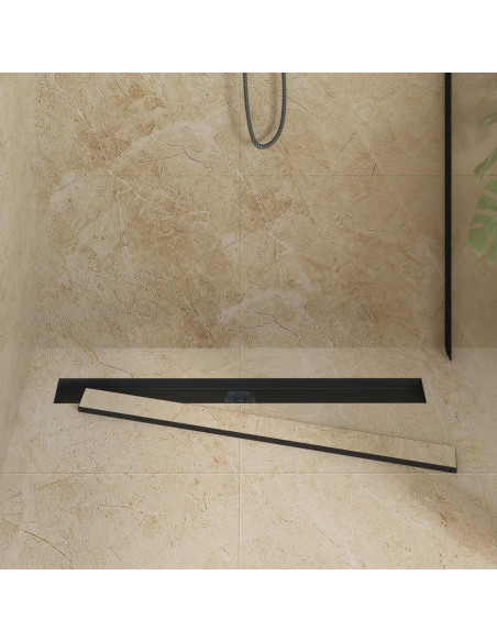 Scarico doccia 2-in-1 con sifone a 360° Nero 90 cm