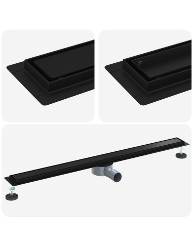 Scarico doccia 2-in-1 con sifone a 360° Nero 100 cm