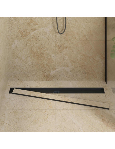 Scarico doccia 2-in-1 con sifone a 360° Nero 100 cm