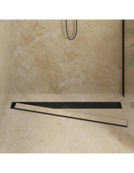 Scarico doccia 2-in-1 con sifone a 360° Nero 100 cm