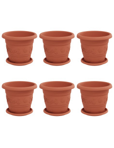 Vasi per Piante 6 pcs Rosso Mattone Ø 26 x 21.5 cm Plastica 2