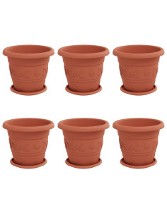 Vasi per Piante 6 pcs Rosso Mattone Ø 26 x 21.5 cm Plastica 2