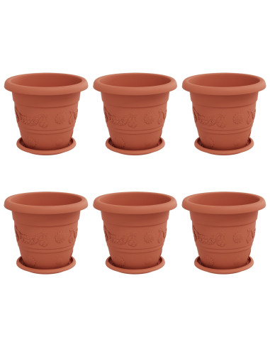 Vasi per Piante 6 pcs Rosso Mattone Ø 26 x 21.5 cm Plastica
