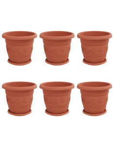 Vasi per Piante 6 pcs Rosso Mattone Ø 26 x 21.5 cm Plastica 2