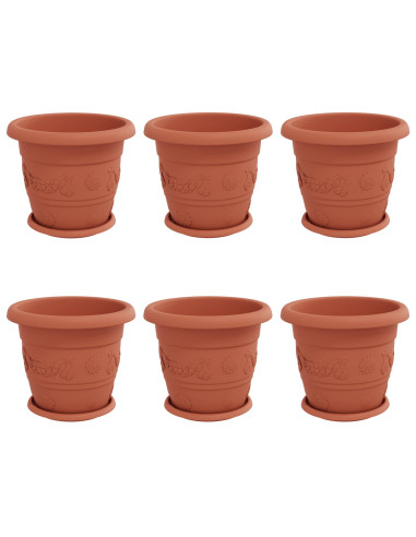 Vasi per Piante 6 pcs Rosso Mattone Ø 26 x 21.5 cm Plastica
