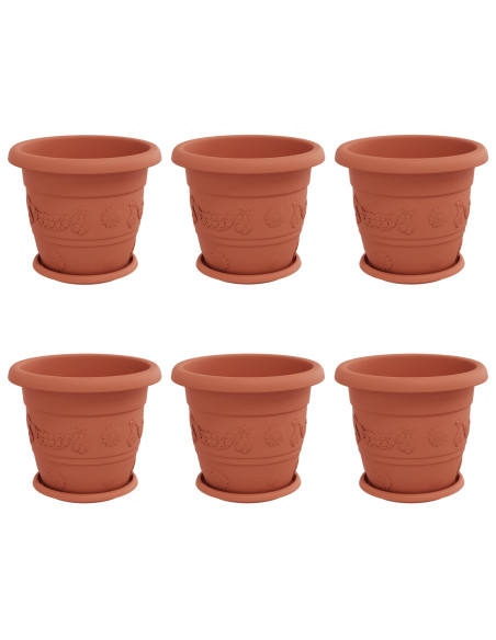 Vasi per Piante 6 pcs Rosso Mattone Ø 26 x 21.5 cm Plastica