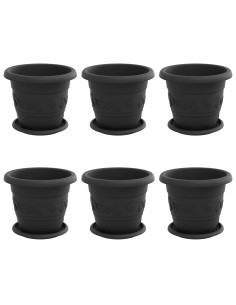 Vasi per Piante 6 pcs Nero Ø 26 x 21.5 cm Plastica 2