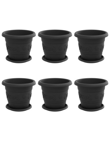Vasi per Piante 6 pcs Nero Ø 26 x 21.5 cm Plastica