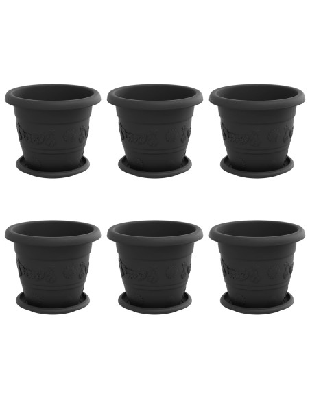 Vasi per Piante 6 pcs Nero Ø 26 x 21.5 cm Plastica