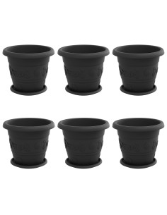 Vasi per Piante 6 pcs Nero Ø 26 x 21.5 cm Plastica 2