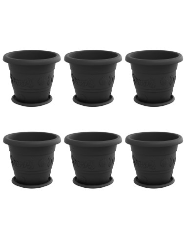 Vasi per Piante 6 pcs Nero Ø 26 x 21.5 cm Plastica