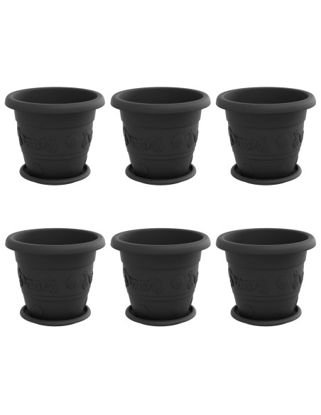 Vasi per Piante 6 pcs Nero Ø 26 x 21.5 cm Plastica