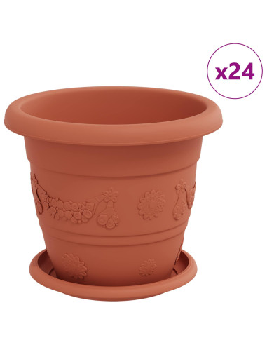 Vasi per Piante 24 pcs Rosso Mattone Ø 26 x 21.5 cm Plastica