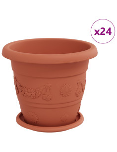 Vasi per Piante 24 pcs Rosso Mattone Ø 26 x 21.5 cm Plastica 2