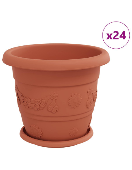 Vasi per Piante 24 pcs Rosso Mattone Ø 26 x 21.5 cm Plastica