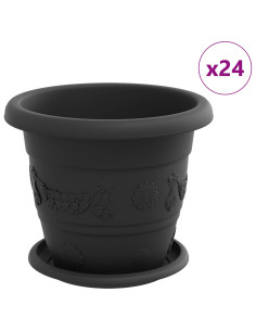 Vasi per Piante 24 pcs Nero Ø 26 x 21.5 cm Plastica 2