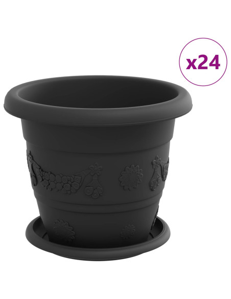 Vasi per Piante 24 pcs Nero Ø 26 x 21.5 cm Plastica