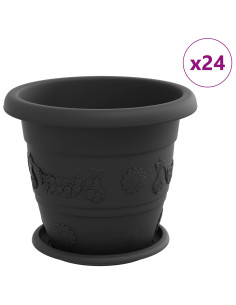 Vasi per Piante 24 pcs Nero Ø 26 x 21.5 cm Plastica 2