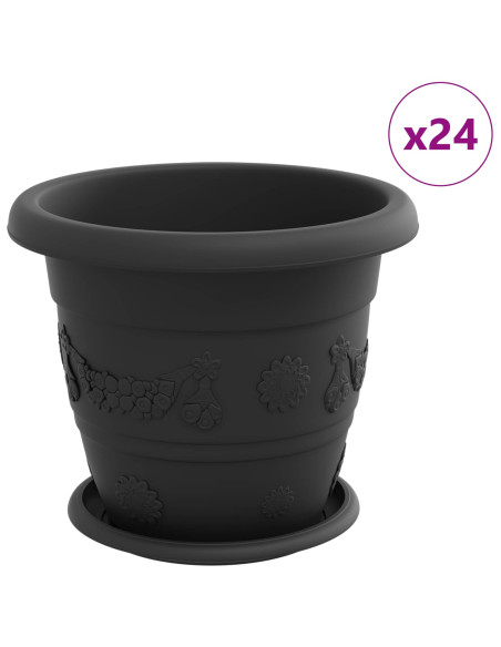Vasi per Piante 24 pcs Nero Ø 26 x 21.5 cm Plastica