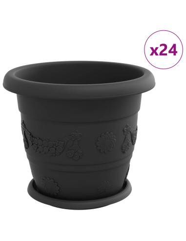 Vasi per Piante 24 pcs Nero Ø 26 x 21.5 cm Plastica