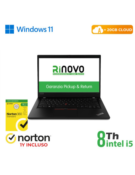 RINOVO NB LENOVO REFURBISHED THINKPAD L490 14" I5-8X00 8GBDDR4 240SSD W11PRO-UPG 1Y+3MESIBATT NOODD