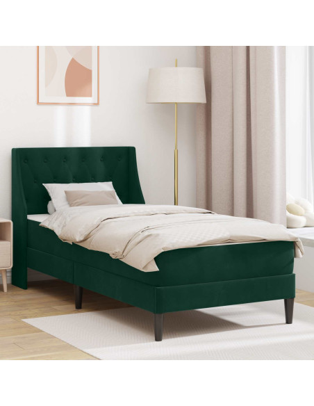 Struttura letto con materasso Verde Scuro 90 x 200 cm Velluto