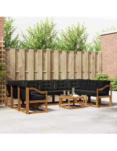 Set di divani 30 pcs Naturale e Nero Legno di Acacia Massello