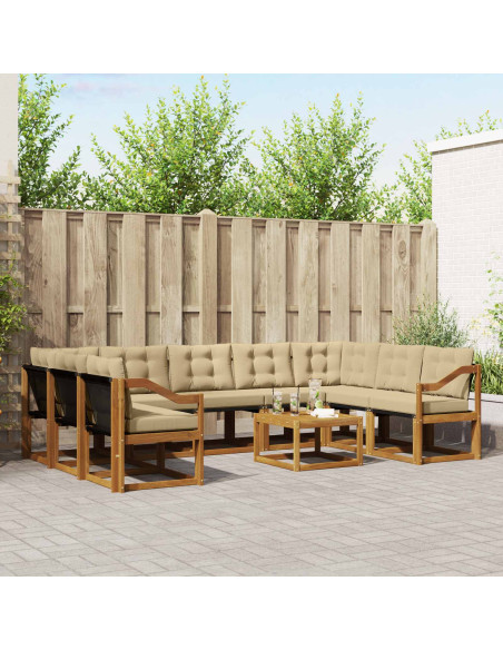 Set di divani 30 pcs Naturale e Beige Legno di Acacia Massello