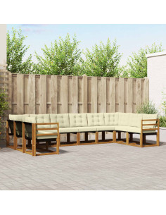 Set di divani con cuscino 10 pcs Naturale e Crema