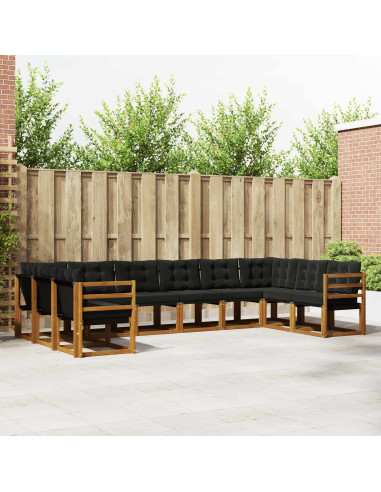 Set di divani con cuscino 10 pcs Naturale e Nero