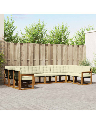 Set di divani con cuscino 10 pcs Naturale e Crema