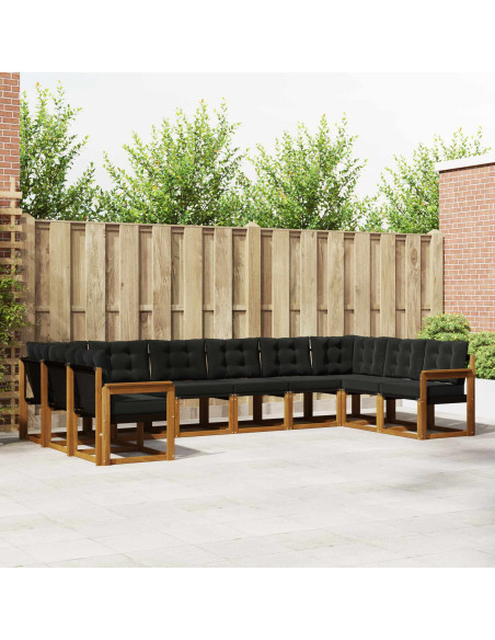 Set di divani con cuscino 10 pcs Naturale e Nero