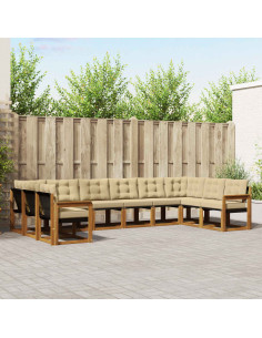 Set di divani con cuscino 10 pcs Naturale e Beige