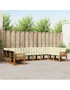 Set di divani con cuscino 10 pcs Naturale e Crema