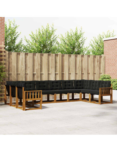 Set di divani con cuscino 10 pcs Naturale e Nero