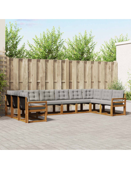 Set di divani con cuscino 10 pcs Grigio Naturale e Chiaro