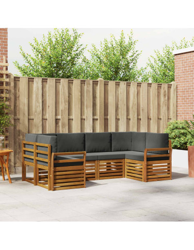 Set divani 20 pcs Naturale e Antracite Legno di Acacia Massello