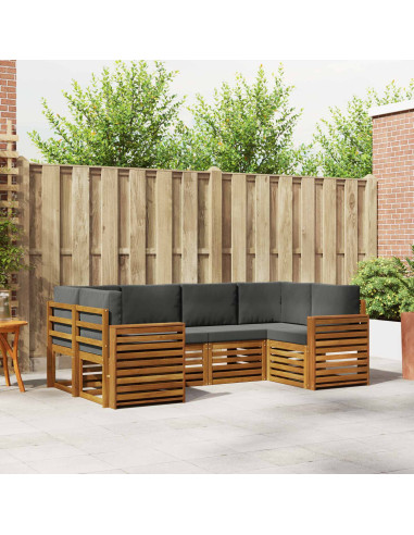 Set divani 20 pcs Naturale e Antracite Legno di Acacia Massello