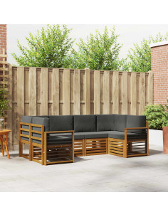 Set divani 20 pcs Naturale e Antracite Legno di Acacia Massello