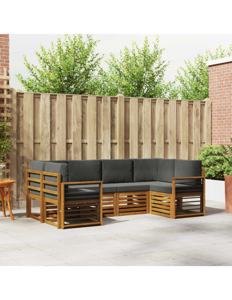 Set divani 20 pcs Naturale e Antracite Legno di Acacia Massello