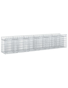 Letto rialzato in gabbione 2 pcs Argento 300 x 50 x 60 cm