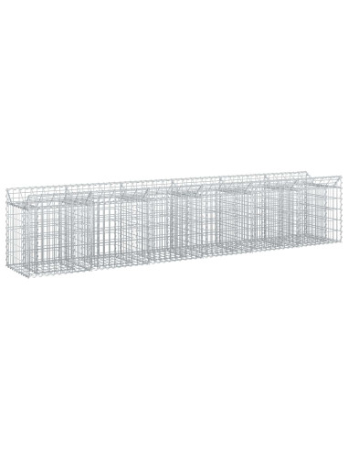 Letto rialzato in gabbione 2 pcs Argento 300 x 50 x 60 cm