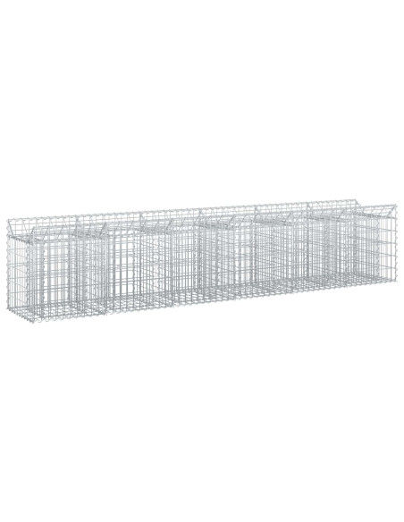 Letto rialzato in gabbione 2 pcs Argento 300 x 50 x 60 cm